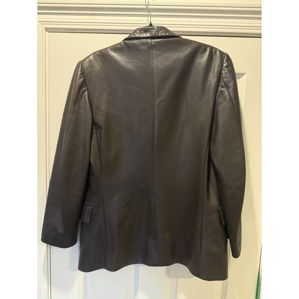 Vintage 90s Calvin Klein Collection Brown Lamb Leather Blazer Jacket Sz M - Picture 10 of 16